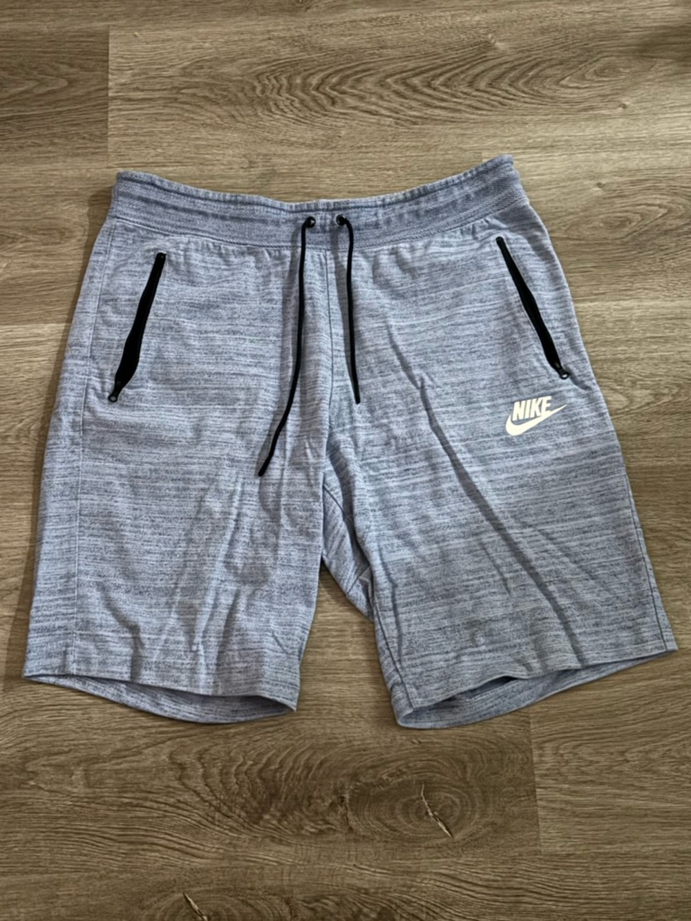 Nike Men's Heather Gray Athletic Shorts with Black Accents